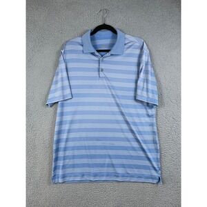 Nike Gold Dri Fit Men's Golf Polo Shirt Blue Stripe Size L
